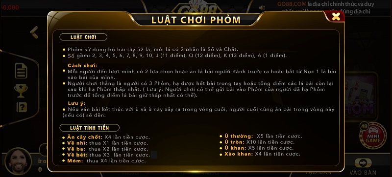 Luật Chơi Phỏm Go88 Cơ Bản